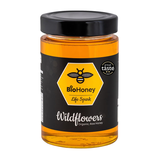 Award Winning Great Taste Organic Raw Honey Wildflowers 500g Honey - BioHoney