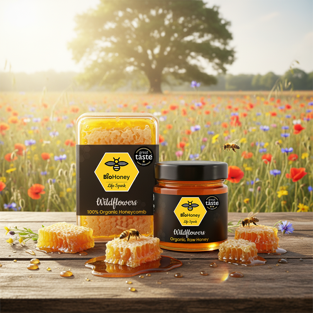 Award Winning Organic Raw Honeycomb Wildflowers 200g