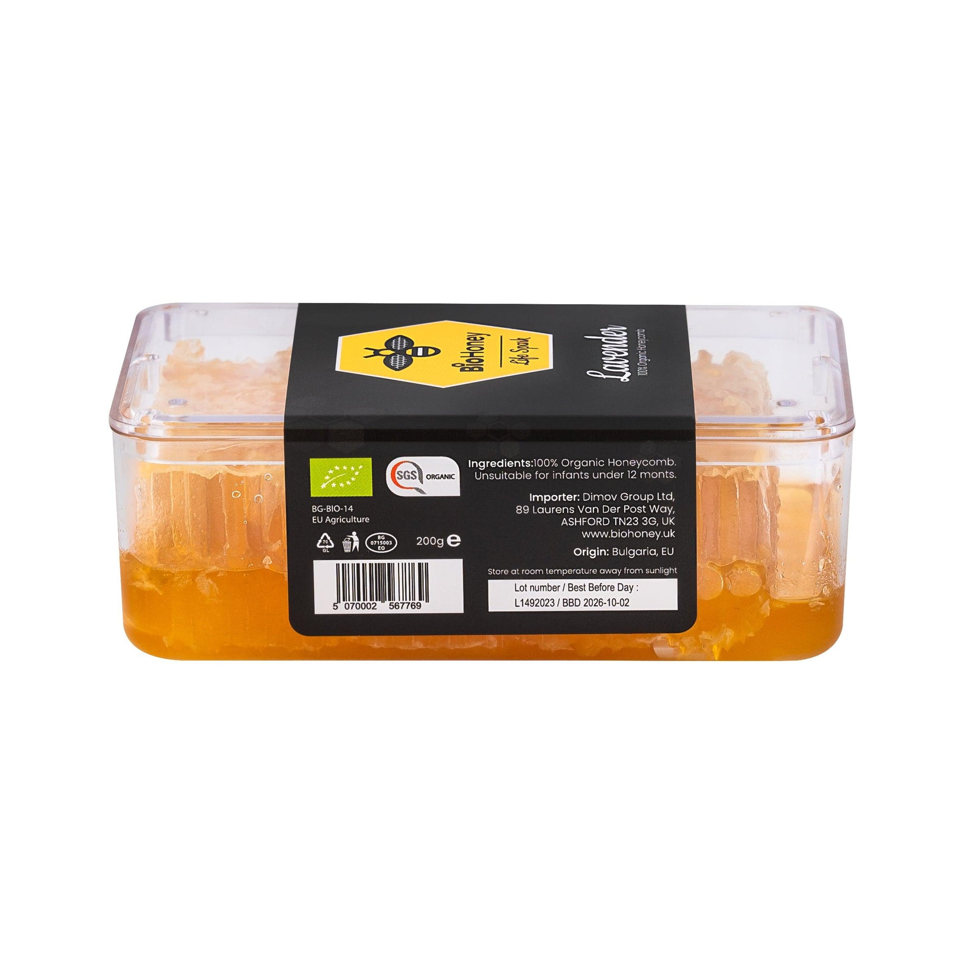 Award Winning Biohoney Organic Raw Honeycomb Lavender 200g - BioHoney