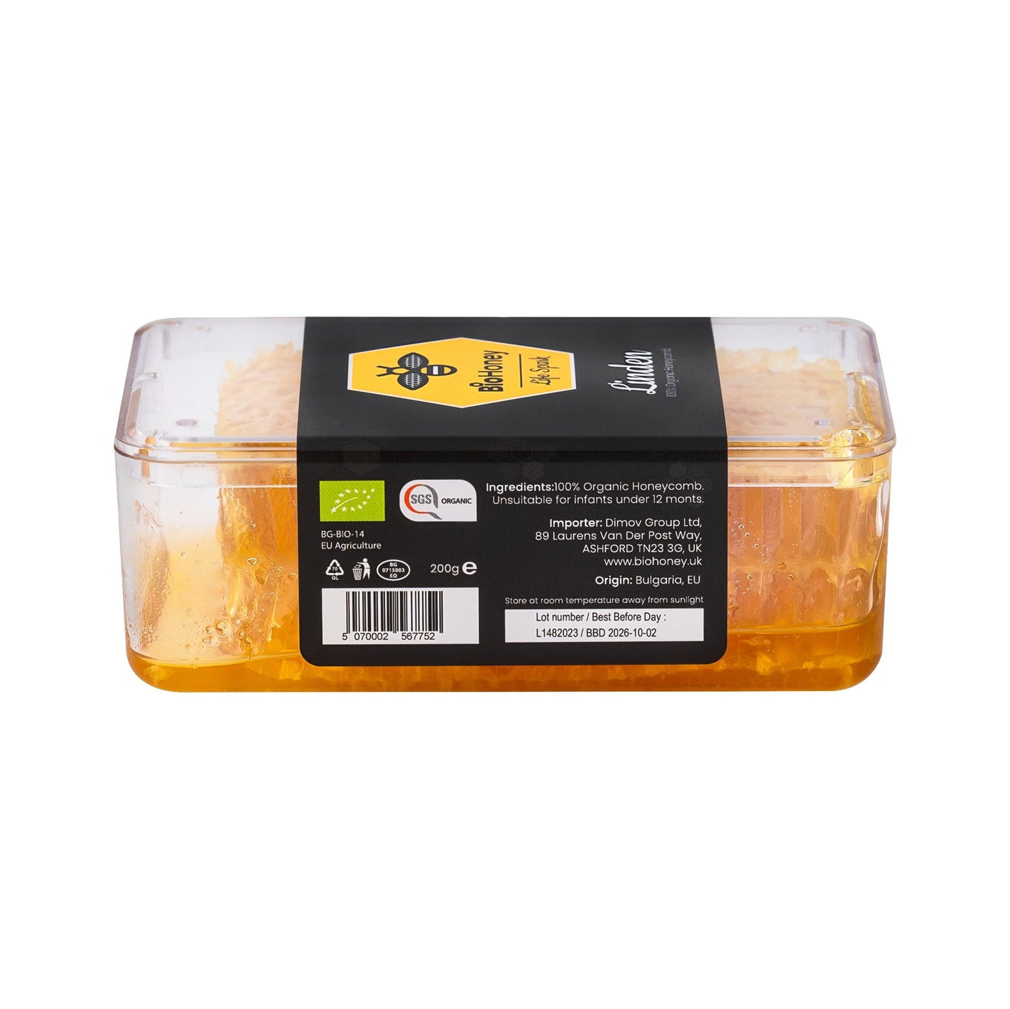 Award Winning Biohoney Organic Raw Honeycomb Linden 200g - BioHoney