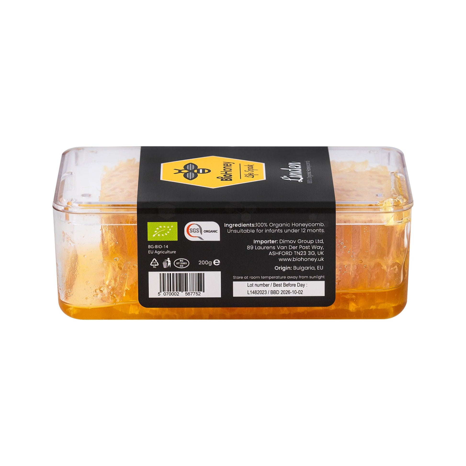Award Winning Biohoney Organic Raw Honeycomb Linden 200g - BioHoney