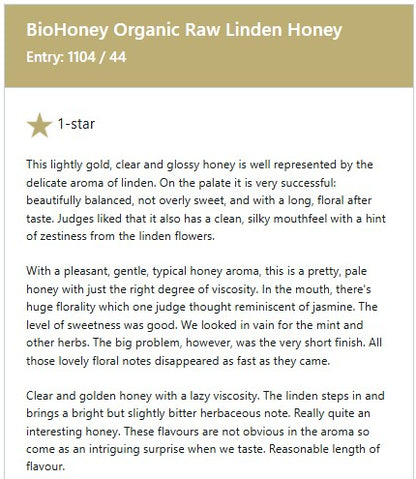 Award Winning Great Taste Organic Raw Honey Linden 300g