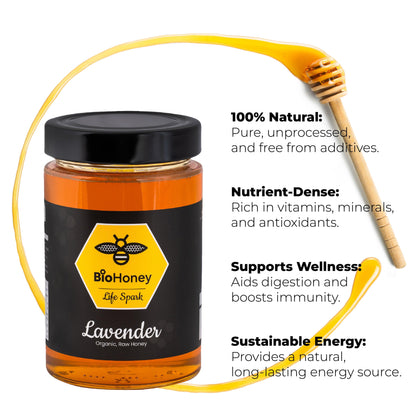 BioHoney Organic Raw Honey Lavender 500g Honey - BioHoney