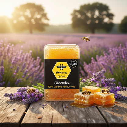 Award Winning  Biohoney Organic Raw Honeycomb Lavender 200g
