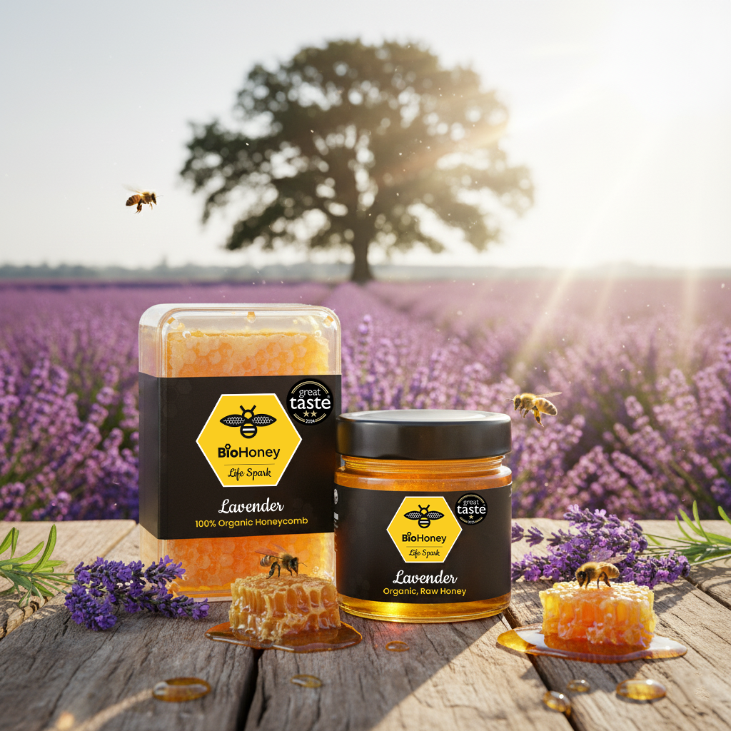 Award Winning Great Taste Organic Raw Honey Lavender 300g Honey