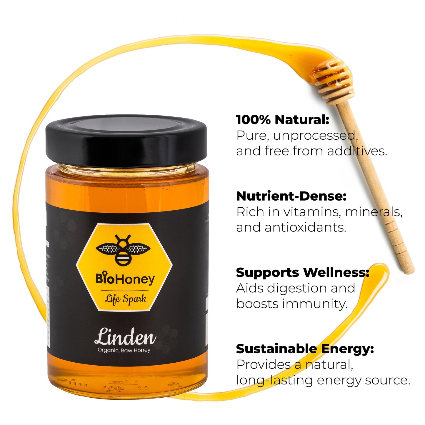 BioHoney Organic Raw Linden Honey 500g Honey - BioHoney