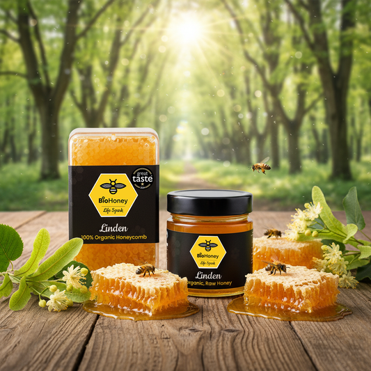 Award Winning  Biohoney Organic Raw Honeycomb Linden 200g