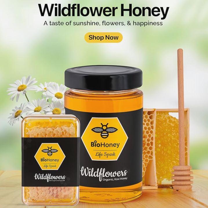 Award Winning Organic Raw Honeycomb Wildflowers 200g - BioHoney